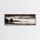 Misty Forest, Black and White Landscape, Minimalist Art, Large Wall Decor, Living Room Wall Art, Framed Canvas Print, Rustic Home Decor