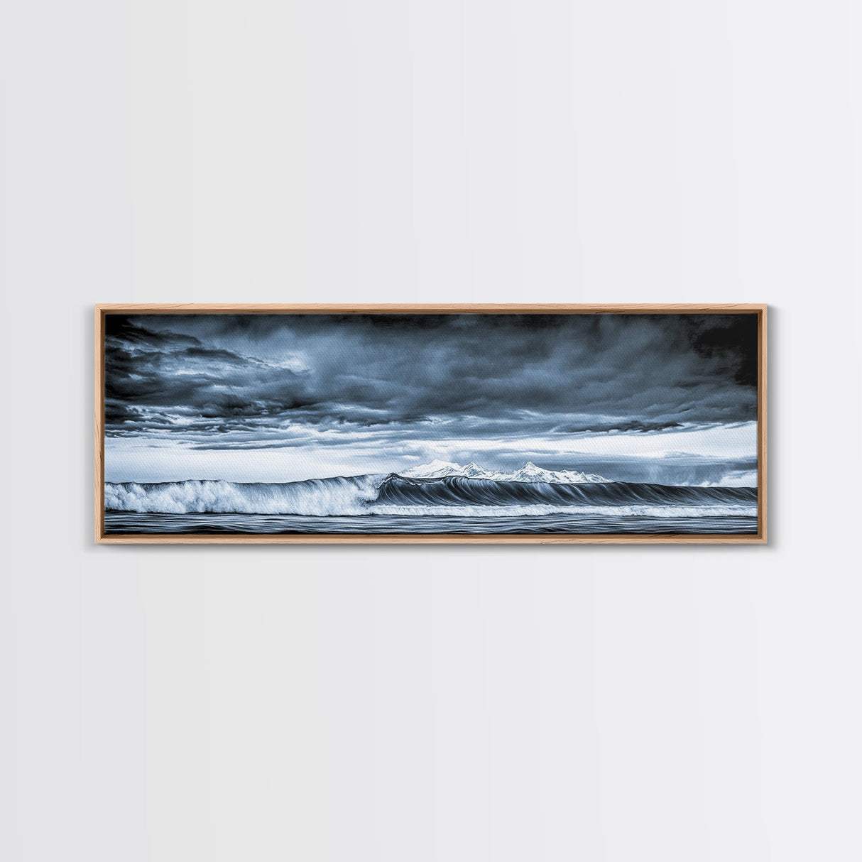 Blue Ocean, Stormy Waves, Mountain Seascape, Canvas Print, Coastal Wall Art, Nautical Home Decor, Living Room Art, Large Modern Print