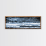 Blue Ocean, Stormy Waves, Mountain Seascape, Canvas Print, Coastal Wall Art, Nautical Home Decor, Living Room Art, Large Modern Print