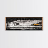 Frozen Cave, Monochrome Landscape, Framed Canvas Print, Winter Wall Art, Dramatic Nature Scene, Home Office Decor, Unique Black and White Art