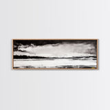 Snowy Lake Scene, Minimalist Landscape, Framed Canvas Print, Winter Wall Art, Serene Home Decor, Modern Office Art, Monochrome Nature Painting
