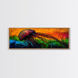 Jellyfish Art, Ocean Canvas Print, Vibrant Sea Life, Coastal Decor, Colorful Nautical Art, Modern Beach House, Living Room Wall Art