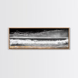 Ocean Waves Painting, Black and White Seascape, Coastal Wall Art, Nautical Beach Decor, Modern Minimalist Style, Framed Canvas Print