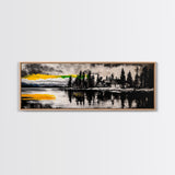 Lake House Painting, Reflection Water Art, Cabin Retreat Wall Decor, Tranquil Nature Print, Mountain Sunset, Canvas Print