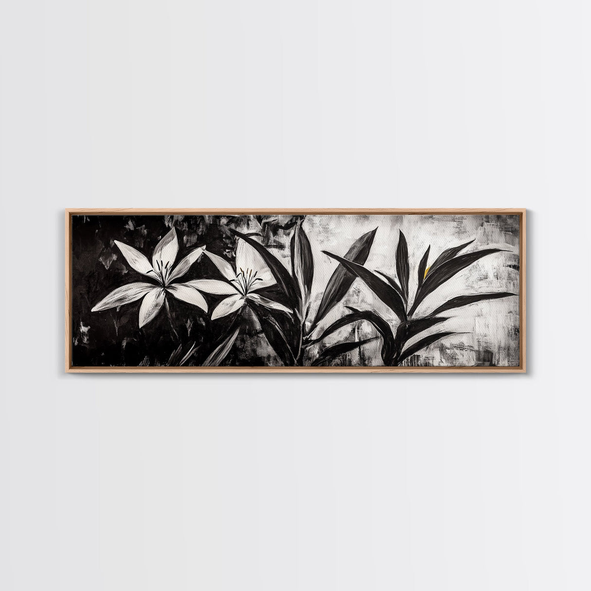 Monochrome Floral, Black and White Flowers, Botanical Wall Art, Minimalist Decor, Framed Canvas Print, Bedroom Art, Modern Aesthetic, Elegant Art