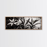 Monochrome Floral, Black and White Flowers, Botanical Wall Art, Minimalist Decor, Framed Canvas Print, Bedroom Art, Modern Aesthetic, Elegant Art