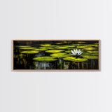 Water Lily Pond, Tranquil Nature Art, Green Botanical Art, Zen Wall Art, Framed Canvas Print, Office Decor, Relaxing Home Art, Spa Wall Art