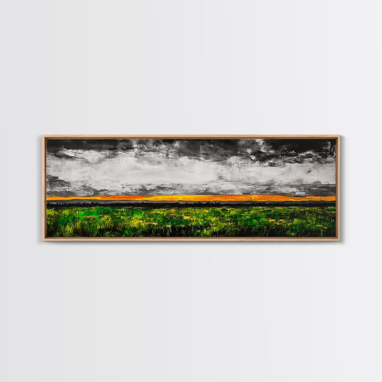 Dramatic Sky, Stormy Landscape, Sunset Over Fields, Modern Nature Art, Framed Canvas Print, Living Room Decor, Abstract Art, Moody Wall Art