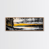 Sunset Reflection, Golden Lake, Nature Art, Framed Canvas Print, Modern Landscape, Large Wall Art, Living Room Decor, Rustic Style