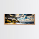 Beach Escape, Cliffside Home, Coastal Scene, Canvas Print, Ocean Landscape, Beach House Art, Nautical Decor, Living Room Artwork