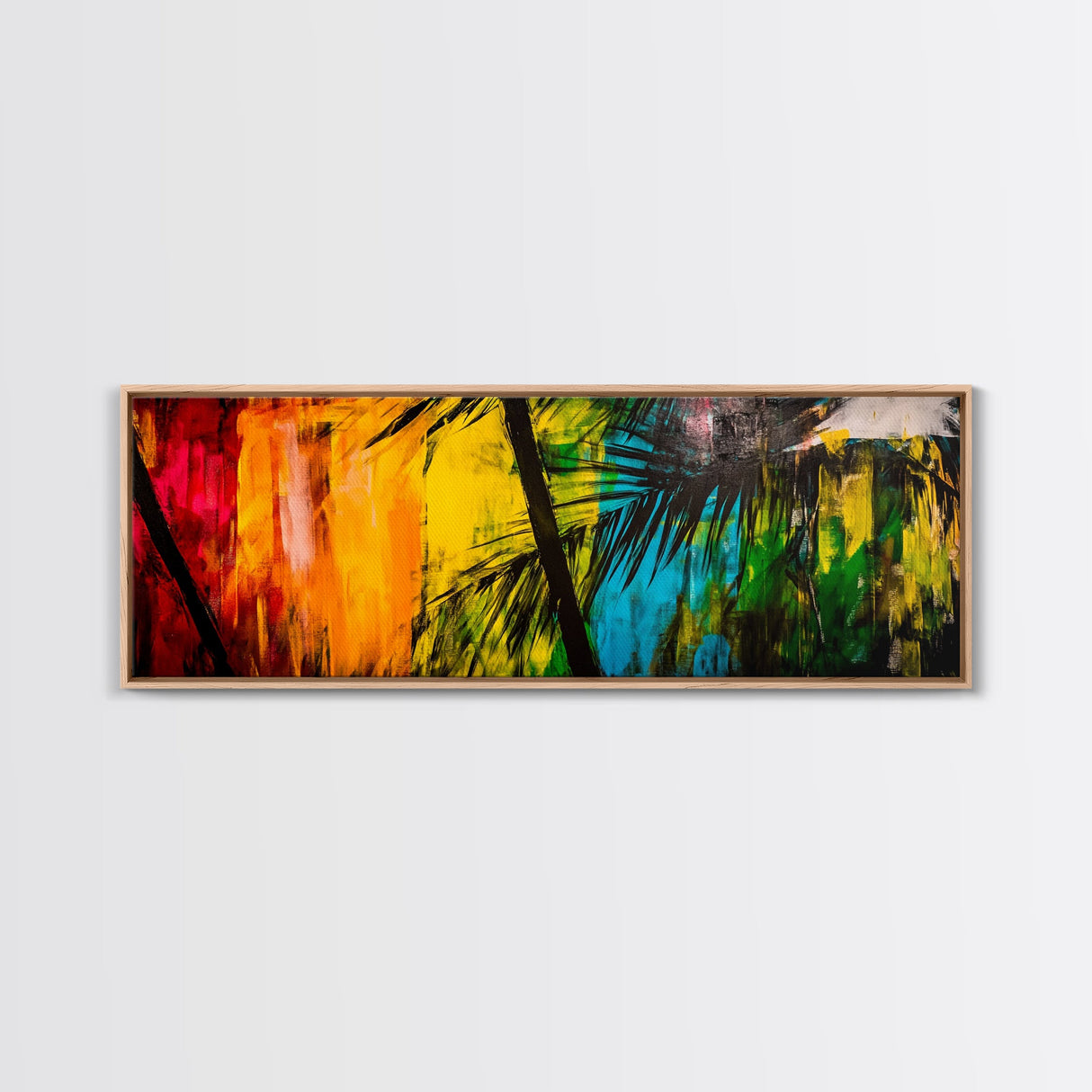 Palm Tree, Tropical Colors, Vibrant Abstract, Canvas Print, Boho Art, Modern Wall Art, Beach House Decor, Living Room Statement Piece