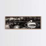 Pelican Reflection, Black White, Wildlife Art, Canvas Print, Nature Wall Art, Coastal Home Decor, Bird Lovers Gift, Monochrome Photography