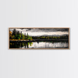 Lake Reflection, Mountain Trees, Framed Canvas Print, Serene Landscape Art, Large Nature Wall Art, Tranquil Home Decor, Bedroom Wall Art
