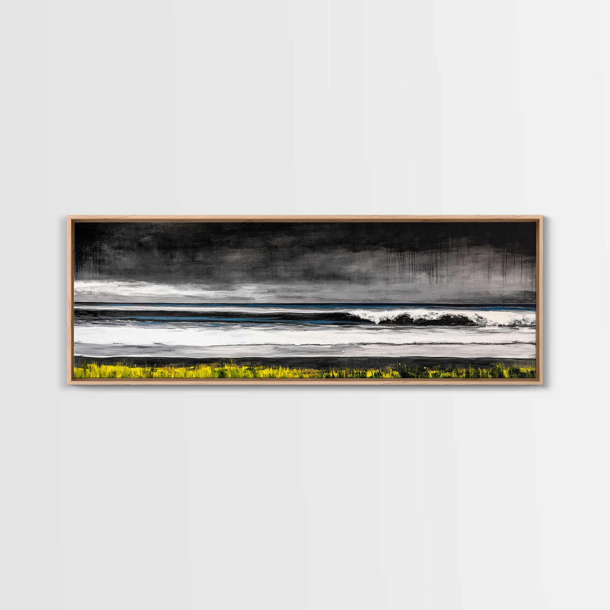 Stormy Ocean, Rolling Waves, Coastal Horizon, Dark Sky, Framed Canvas Print, Minimalist Wall Art, Beach House Decor, Ocean Lovers Gift