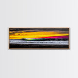 Ocean Wave, Sunset Beach Art, Vibrant Seascape, Coastal Decor, Surfer Gift, Blue and Yellow, Modern Wall Art, Canvas Print