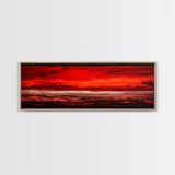 Red Sky, Abstract Desert Art, Bold Landscape, Dramatic Sunset, Earthy Tones, Modern Southwest Decor, Framed Canvas Print