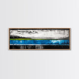 Lake Reflection, Blue Water Art, Minimalist Landscape, Nature Serenity, Monochrome Sky, Peaceful Home Decor, Canvas Print