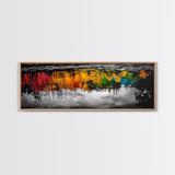 Colorful Reflection, Abstract Water Art, Nature Painting, Autumn Trees, Vibrant Colors, Black and White Contrast, Canvas Print
