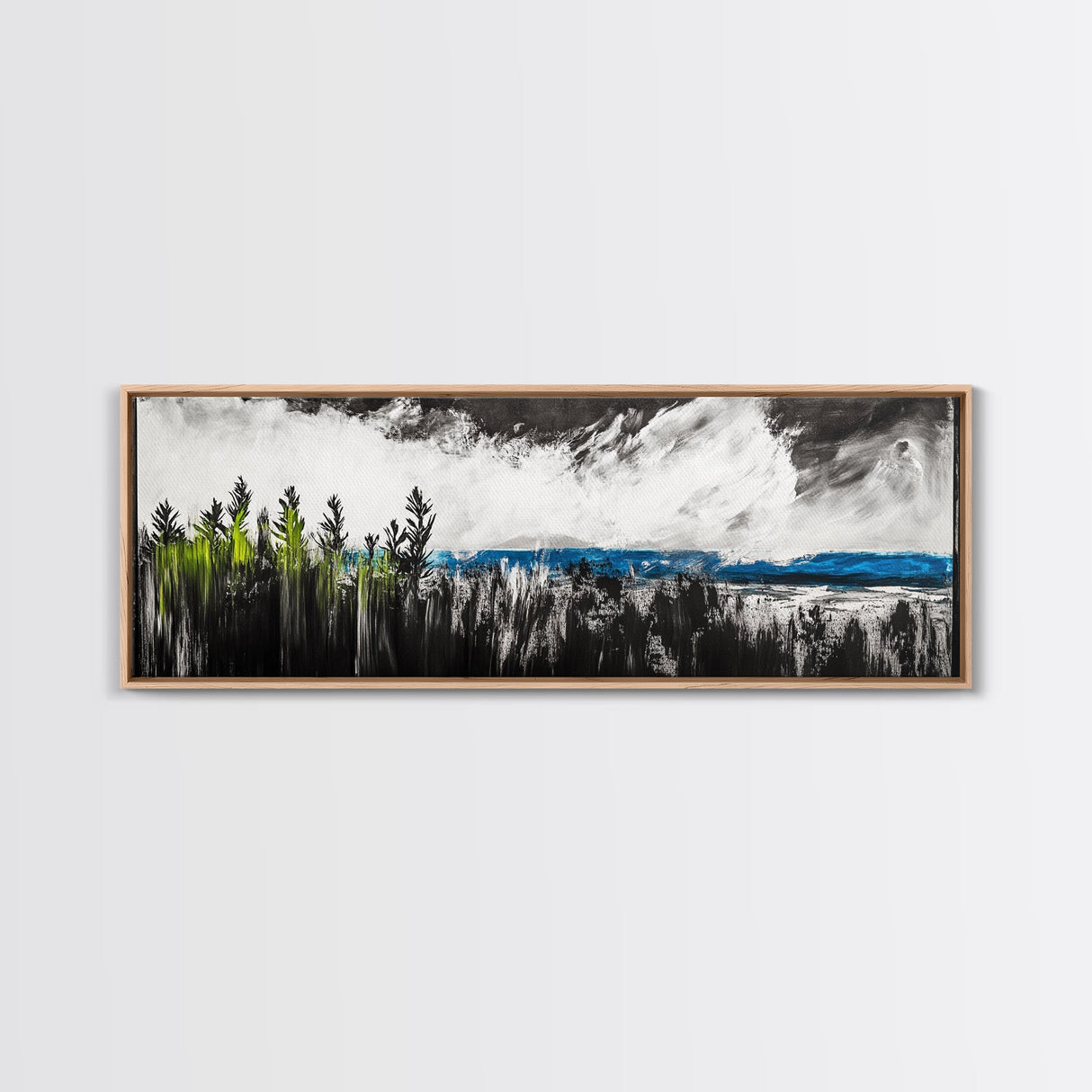 Dark Seascape, Moody Ocean, Coastal Wall Art, Framed Canvas Print, Nautical Decor, Modern Black and White, Ocean Horizon, Stormy Sky