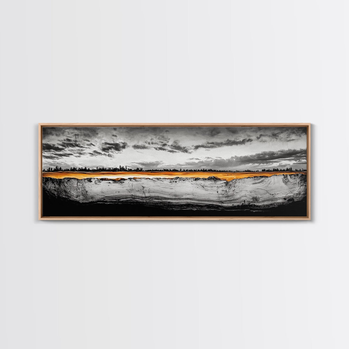 Golden Horizon, Dramatic Sky, Minimalist Landscape, Framed Canvas Print, Neutral Wall Art, Modern Office Decor, Large Wall Hanging