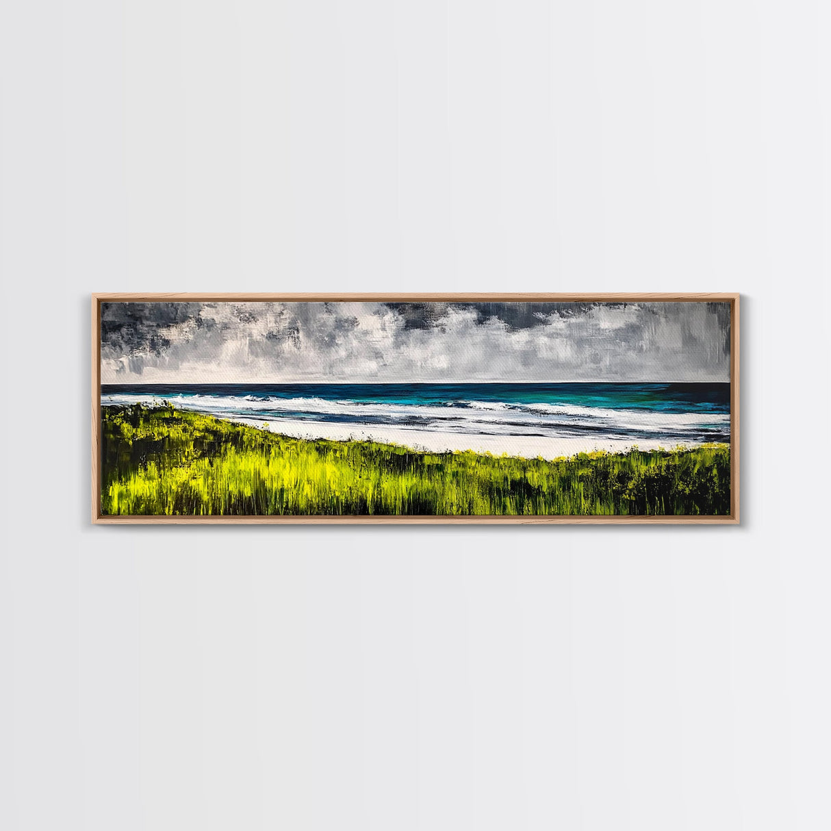 Seaside Escape, Grassy Cliffs, Coastal Wall Art, Canvas Print, Beach Landscape Painting, Relaxing Ocean View, Bedroom Wall Decor