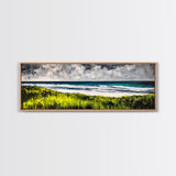 Seaside Escape, Grassy Cliffs, Coastal Wall Art, Canvas Print, Beach Landscape Painting, Relaxing Ocean View, Bedroom Wall Decor