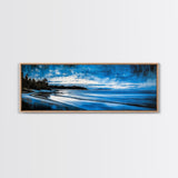 Blue Horizon, Twilight Seascape, Tranquil Beach Wall Art, Canvas Print, Calming Coastal Painting, Bedroom Relaxation Decor, Ocean Serenity