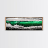 Emerald Wave, Ocean Wall Art, Coastal Decor, Beach Aesthetic, Modern Seascape, Large Wall Art, Framed Canvas Print, Office Art