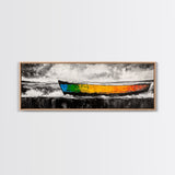 Vibrant Boat, Nautical Art, Abstract Seascape, Colorful Wall Art, Living Room Art, Coastal Home Decor, Framed Canvas Print