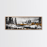 Winter Landscape Art, Snowy Mountain Decor, Modern Rustic Wall Art, Cabin Wall Decor, Nature Print, Framed Canvas Print