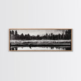 Monochrome Forest, Black and White, Nature Wall Art, Minimalist Landscape, Serene Art, Woodland Scene, Framed Canvas Print, Bedroom Wall Art