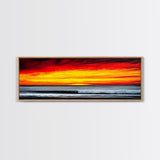 Fiery Sunset Seascape, Dramatic Ocean Painting, Bold Sunset Wall Art, Beach Vibes Decor, Coastal Home Art, Bedroom Wall Artwork, Canvas Print