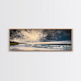 Moody Coastal Art, Stormy Ocean Painting, Dramatic Seascape Wall Decor, Nautical Home Artwork, Tranquil Beach Scene, Framed Canvas Print