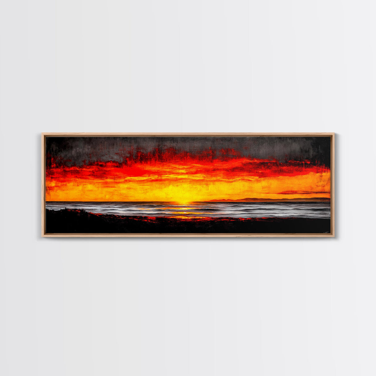 Sunset, Ocean, Waves, Canvas Print, Vibrant Sunset Wall Art, Beach House Decor, Coastal Painting, Living Room Art, Boho Aesthetic, Seascape
