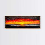 Sunset, Ocean, Waves, Canvas Print, Vibrant Sunset Wall Art, Beach House Decor, Coastal Painting, Living Room Art, Boho Aesthetic, Seascape