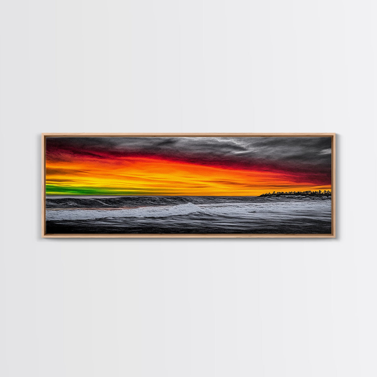 Bold, Ocean, Sunset, Framed Canvas Print, Beach House Art, Modern Coastal Decor, Large Wall Art, Contemporary Seascape, Surf Inspired Art