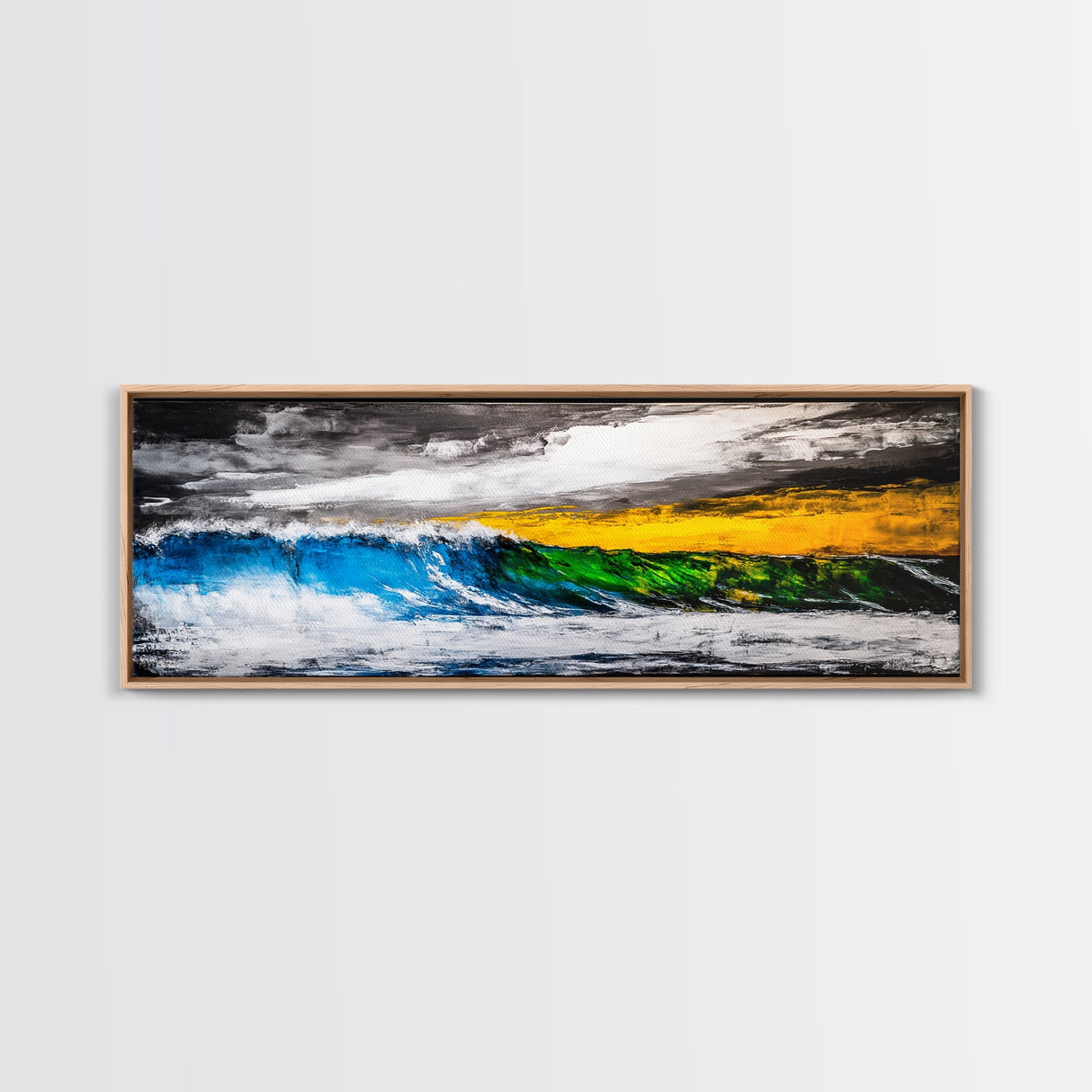 Blue, Green, Wave, Framed Canvas Print, Ocean Wall Art, Surfer Gift, Coastal Living Decor, Modern Abstract Seascape, Minimalist Art Piece