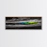 Black, White, Wave, Framed Canvas Print, Surf Wall Art, High Contrast Ocean Scene, Modern Coastal Decor, Contemporary Wave Painting, Monochrome