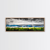 Stormy Pier, Coastal Wall Art, Moody Ocean Print, Beach House Decor, Nautical Themed Home, Black and White Seascape, Canvas Print