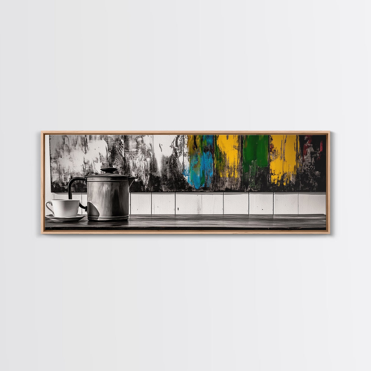 Coffee Time, Rustic Kitchen Wall Art, Abstract Cafe Print, Farmhouse Home Decor, Colorful Modern Painting, Cozy Home Vibes, Framed Canvas Print