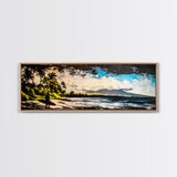 Surfer, Tropical Beach, Ocean, Sunset, Framed Canvas Print, Large Wall Art, Coastal Decor, Beach House, Modern Art, Living Room Wall Art