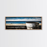 Beach Barrel, Nautical Wall Art, Coastal Home Decor, Canvas Print, Ocean Blue Wall Art, Rustic Seaside, Living Room Decor, Beach House Art