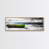 Seaside Boat, Coastal Art, Minimalist Nautical, Framed Canvas Print, Black and White Beach Art, Ocean Scene, Modern Seascape, Contemporary Decor