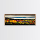 Mountain Meadow, Vibrant Landscape Art, Nature Painting, Framed Canvas Print, Fall Wall Art, Cabin Decor, Rustic Art