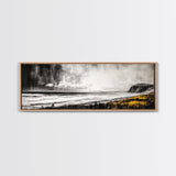 Rainy Coast, Moody Seascape, Black and White Art, Framed Canvas Print, Minimalist Wall Art, Beach House Decor, Ocean Landscape, Large Art