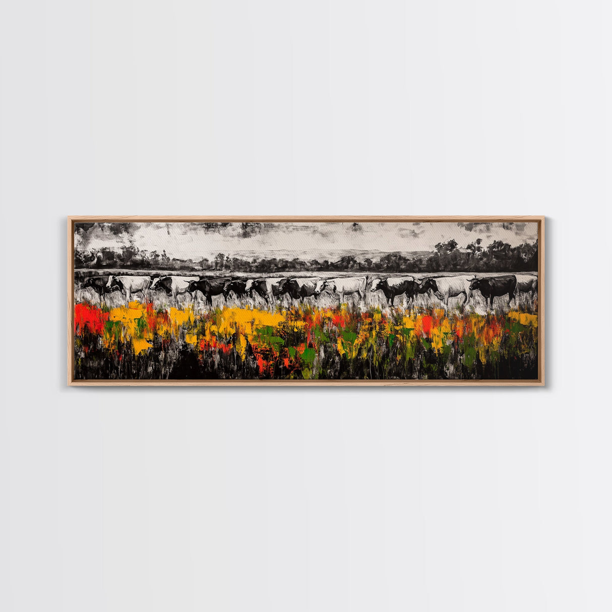 Farmhouse Cows, Rustic Pasture, Country Living, Autumn Wall Art, Framed Canvas Print, Barn Decor, Modern Farmhouse, Boho Home Accent