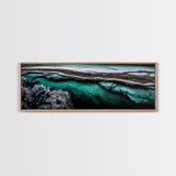 Turquoise Water Art, Ocean Aerial Painting, Coastal Abstract Print, Modern Beach House Decor, Serene Wall Art, Framed Canvas Print