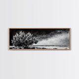 Monochrome Tree Art, Dramatic Nature Painting, Black and White Wall Decor, Minimalist Forest Print, Modern Office Art, Framed Canvas Print