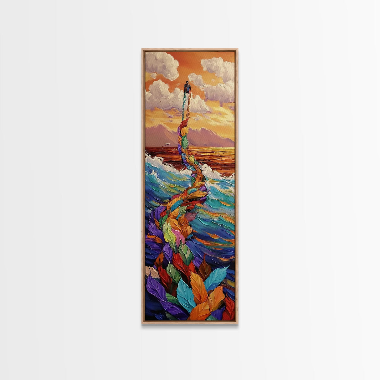 Lantern Ocean, Dreamscape Path – Canvas Print surreal ocean dream painting, fantasy art, whimsical coastal decor, imaginative bedroom wall art