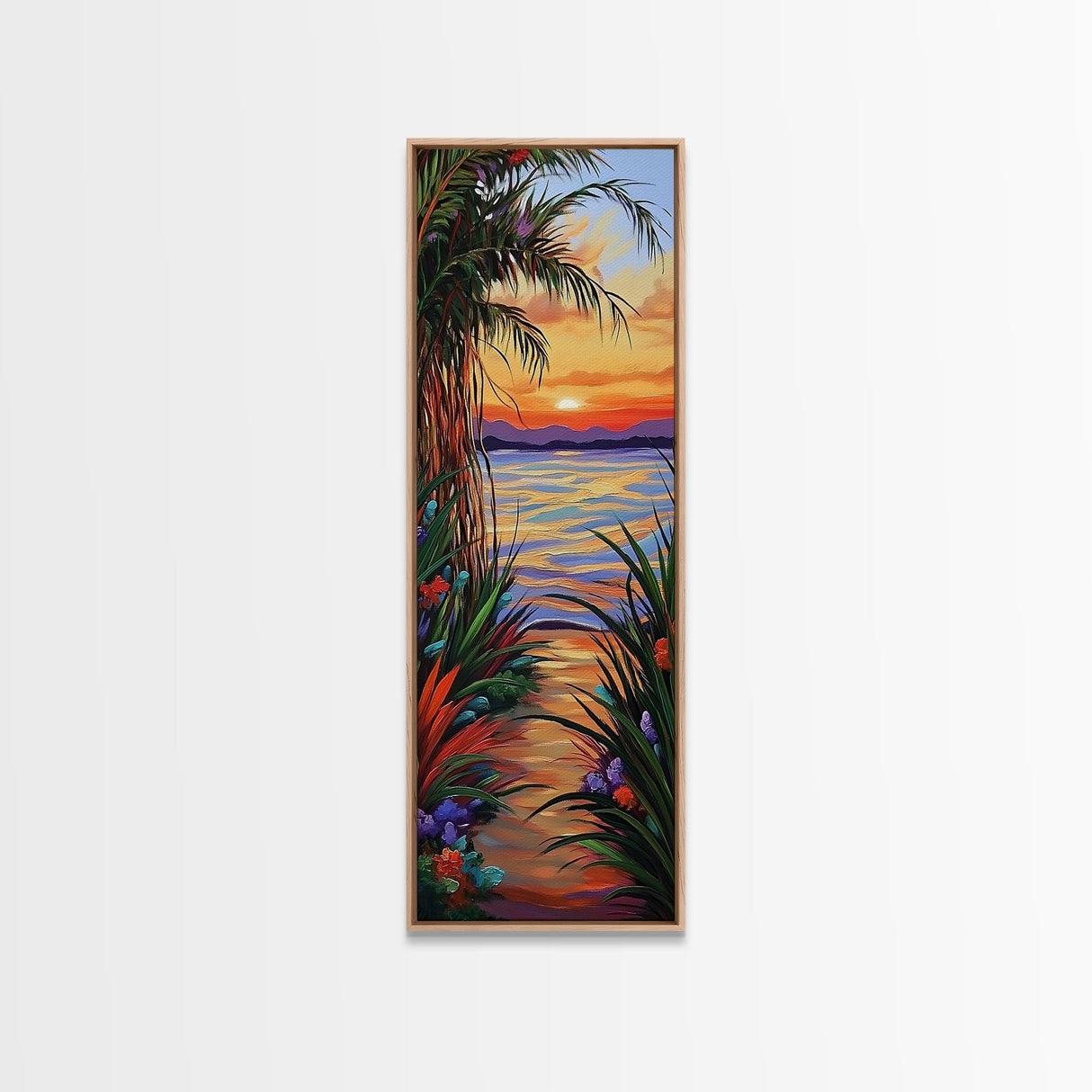 Tropical, Sunset, Pathway, Dreamscape, Canvas Print, dreamy tropical sunset pathway, vacation vibe boho art, living room or bedroom wall art
